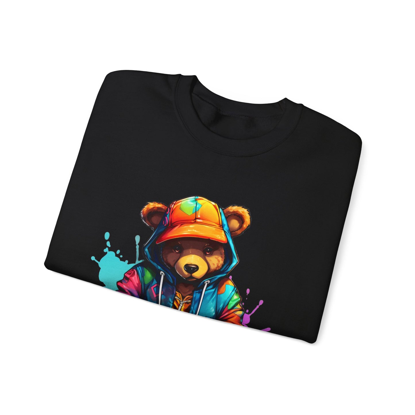 Unisex - Sweatshirt Colourful Bear wearing orange bucket hat