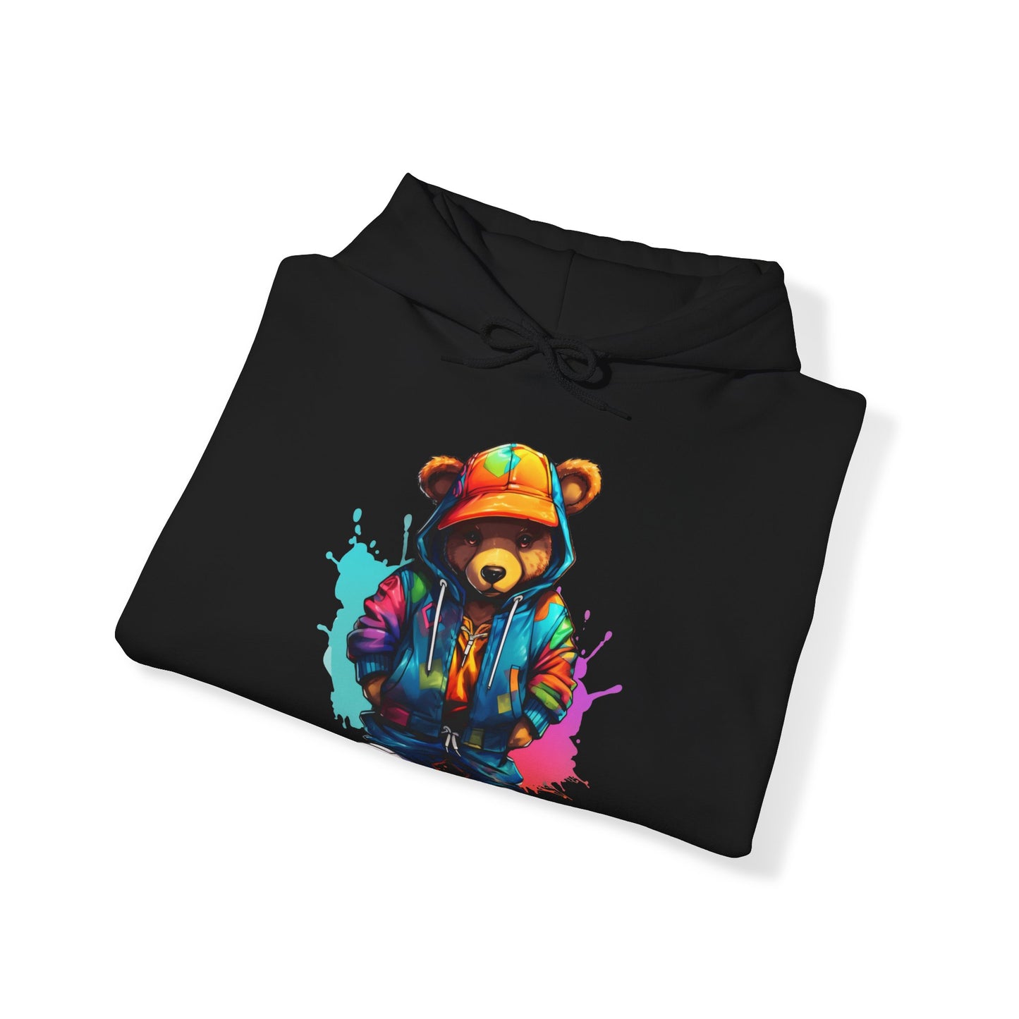 Unisex - colourful bear wearing a orange bucket hat Hoodie