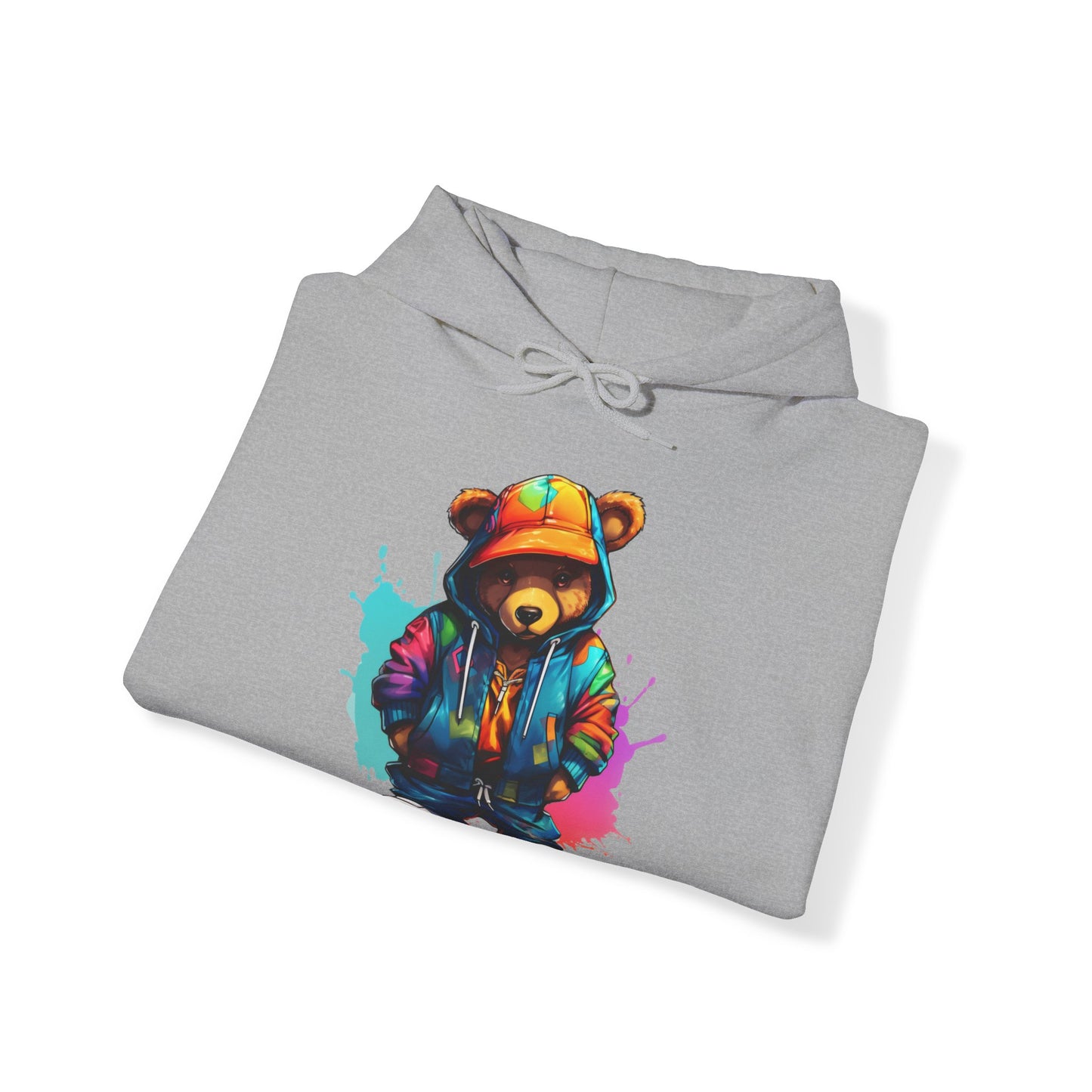 Unisex - colourful bear wearing a orange bucket hat Hoodie