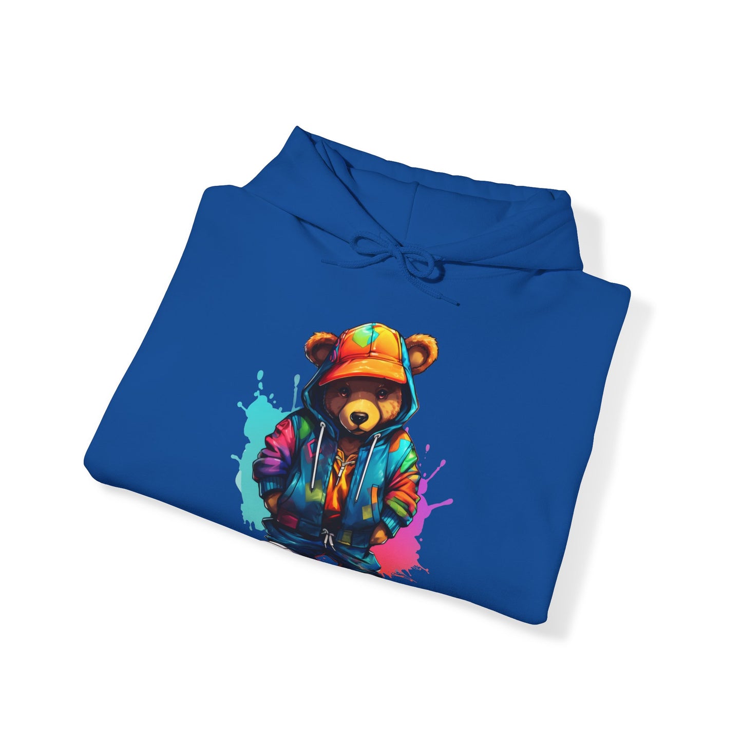 Unisex - colourful bear wearing a orange bucket hat Hoodie