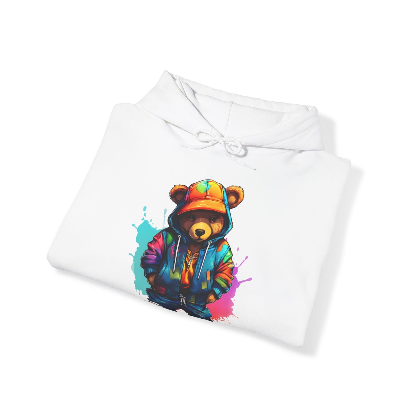 Unisex - colourful bear wearing a orange bucket hat Hoodie