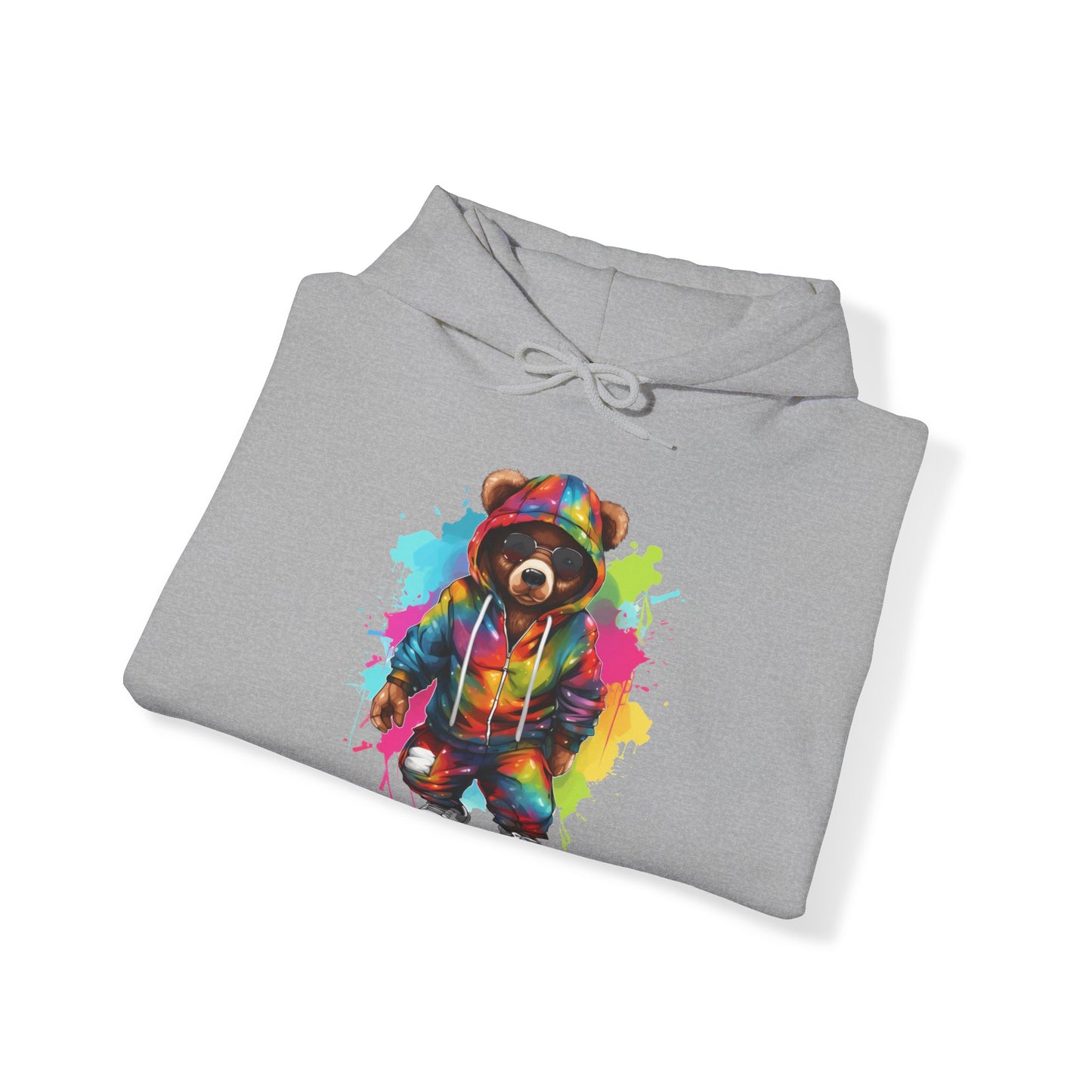 Unisexe - Sweat à capuche ours coloré