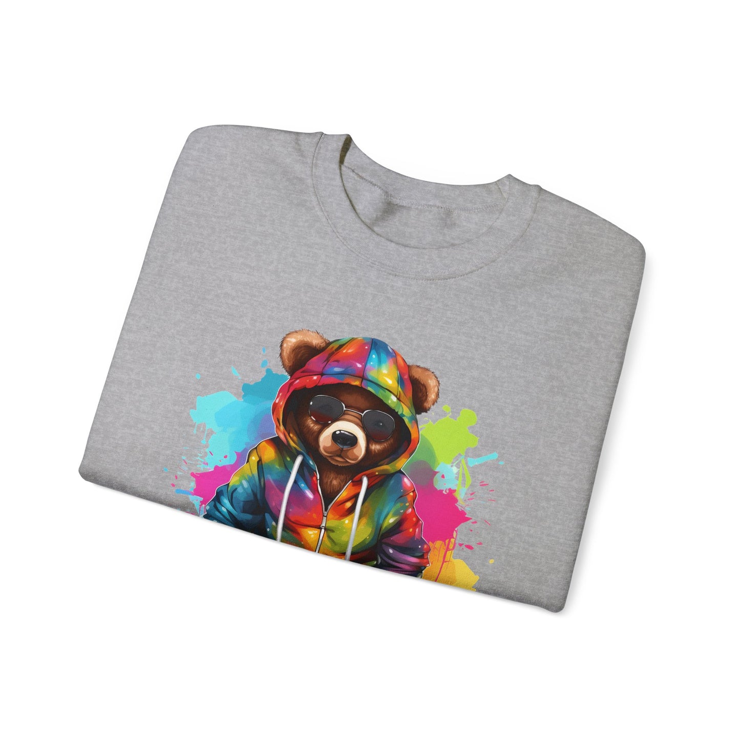 Unisex - Sweatshirt Colourful Bear wearing orange bucket hat