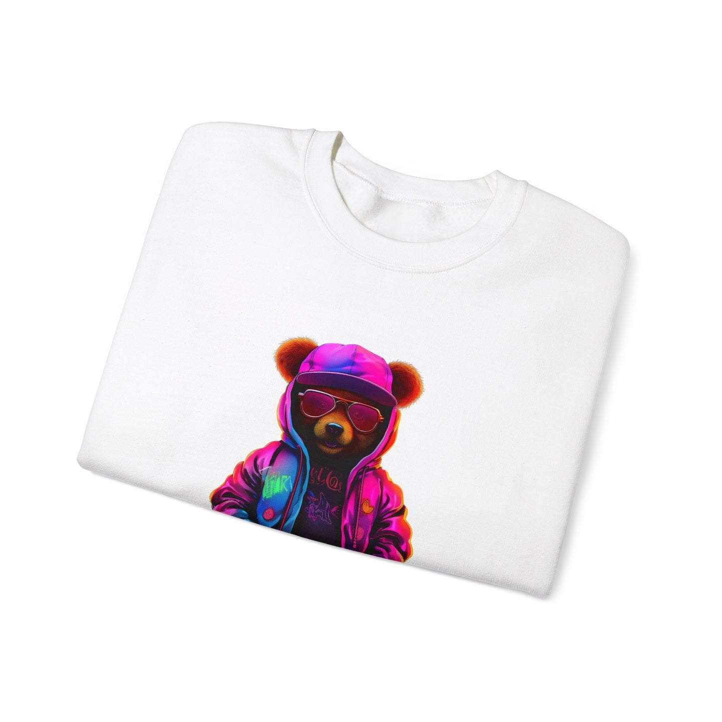 Unisex - Purple bear White Sweatshirt