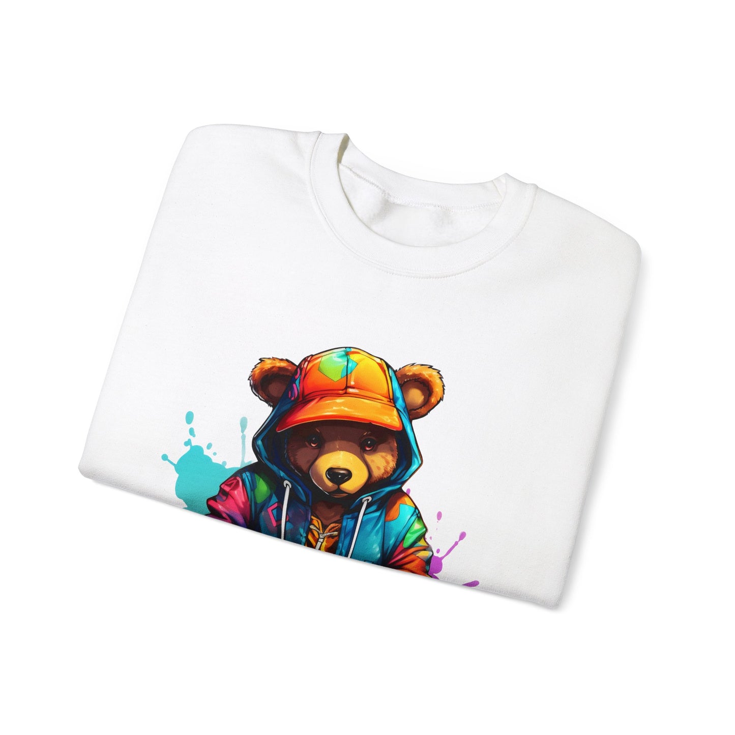 Unisex - Sweatshirt Colourful Bear wearing orange bucket hat