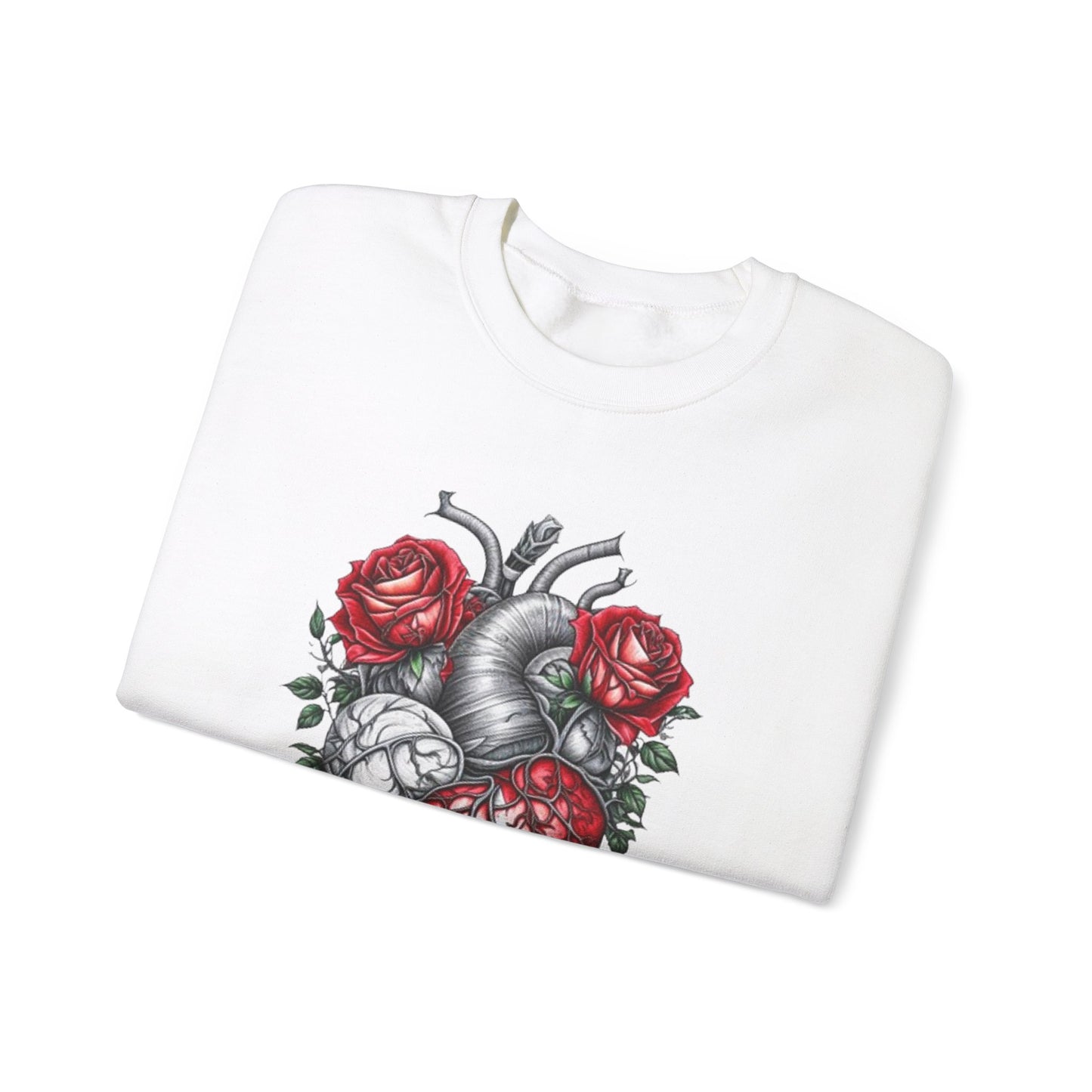 Unisexe - Coeur enveloppé dans un sweat-shirt de roses rouges