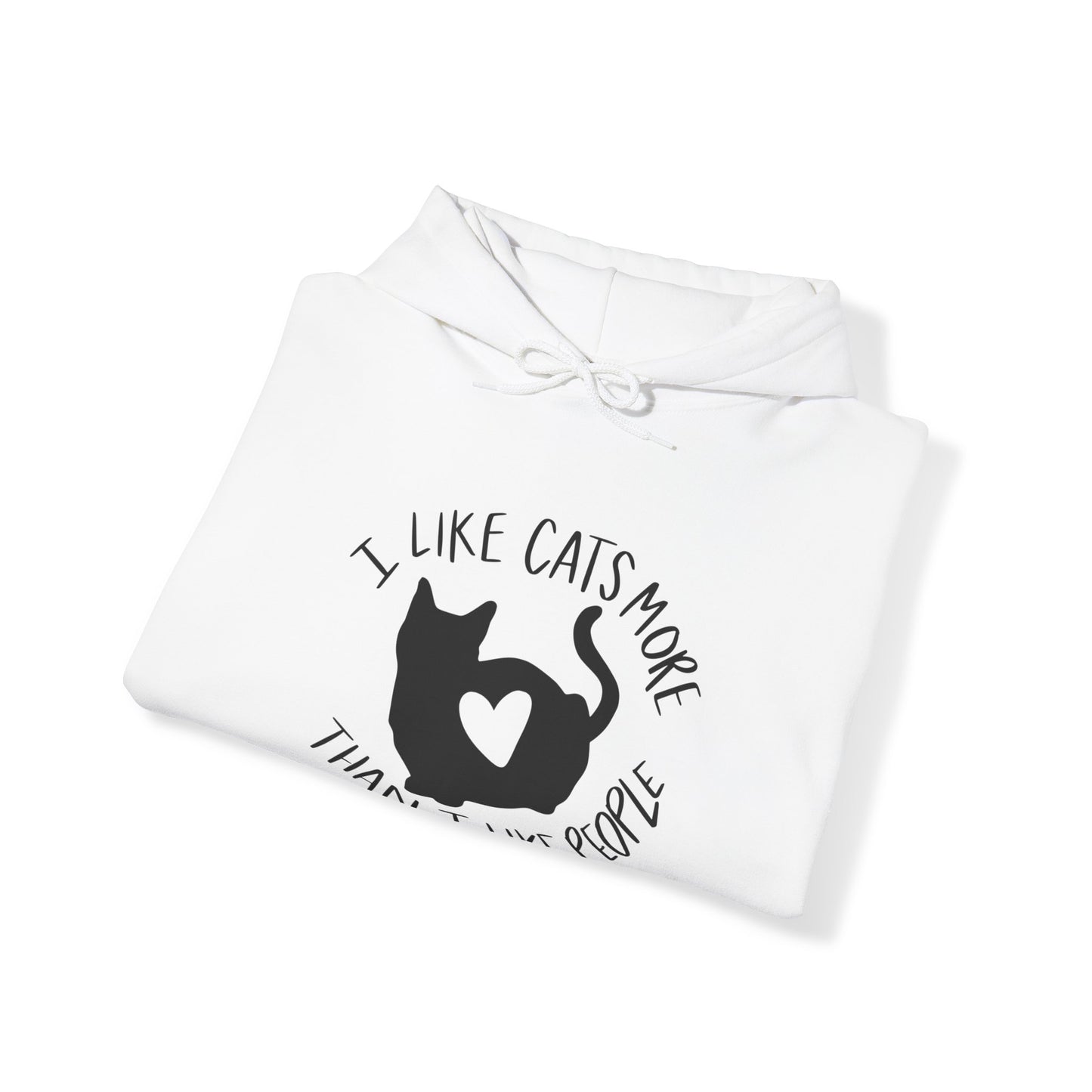 Unisex - White 'I like cats more than I like people' Hoodie