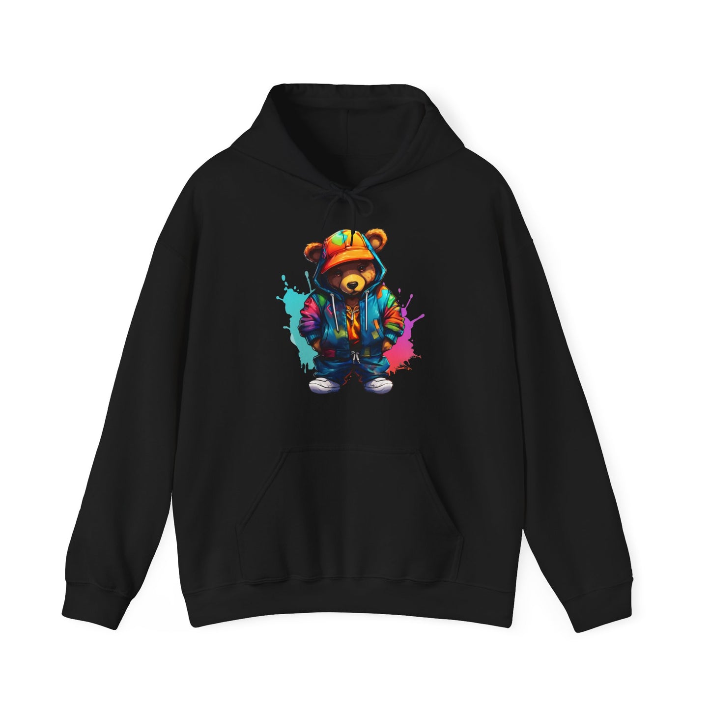 Unisex - colourful bear wearing a orange bucket hat Hoodie