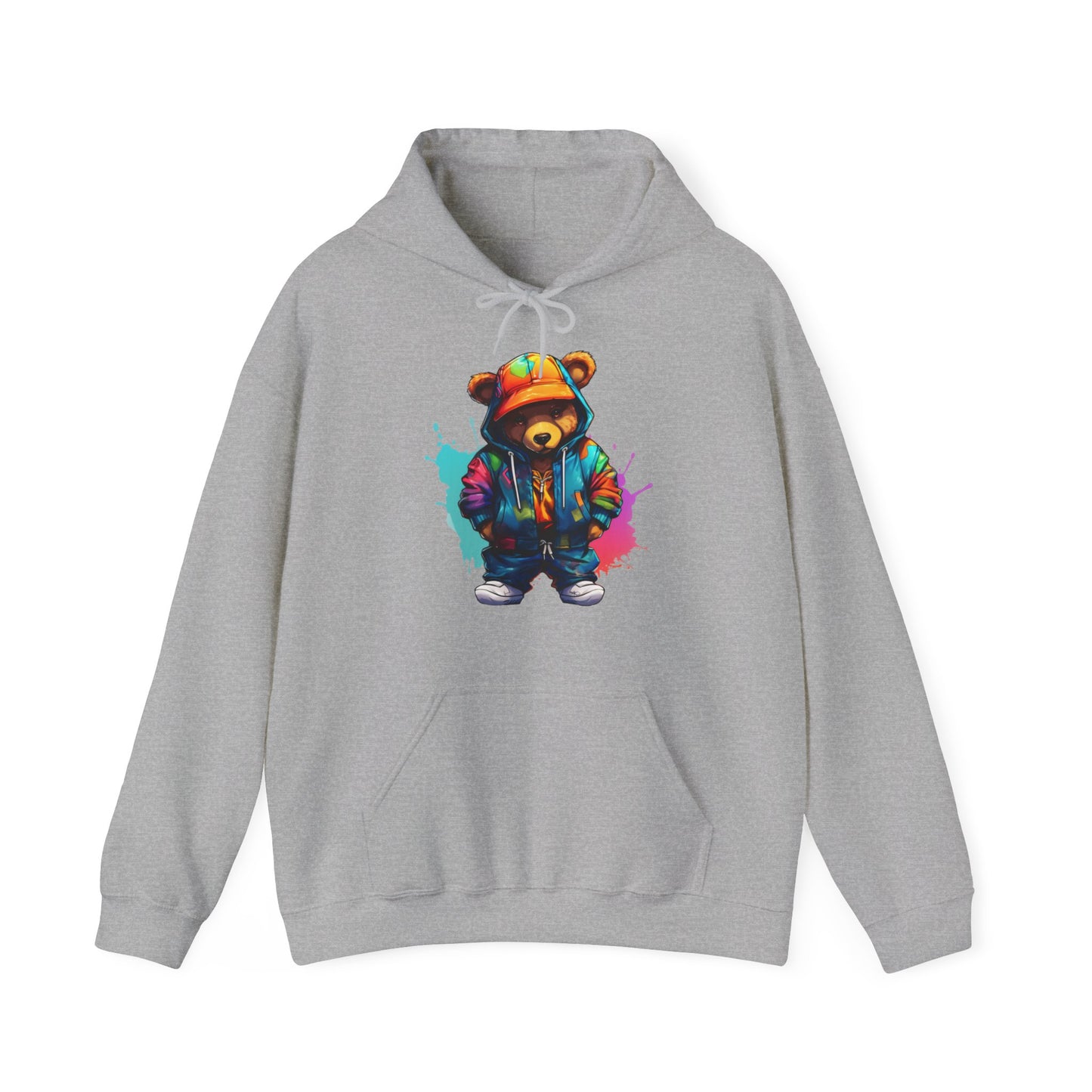 Unisex - colourful bear wearing a orange bucket hat Hoodie