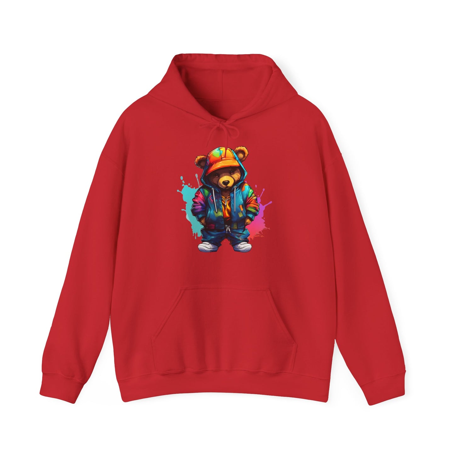 Unisex - colourful bear wearing a orange bucket hat Hoodie