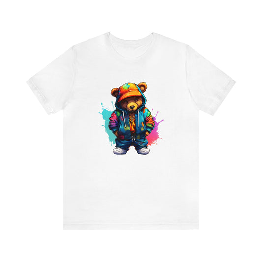 Unisex - Colourful bear wearing a orange bucket hat T-Shirt