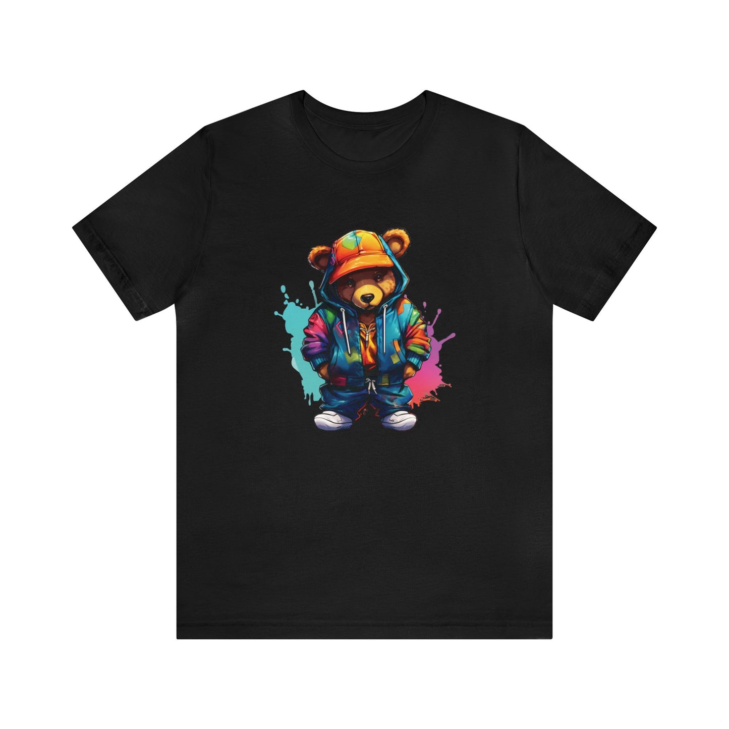 Unisex - Colourful bear wearing a orange bucket hat T-Shirt