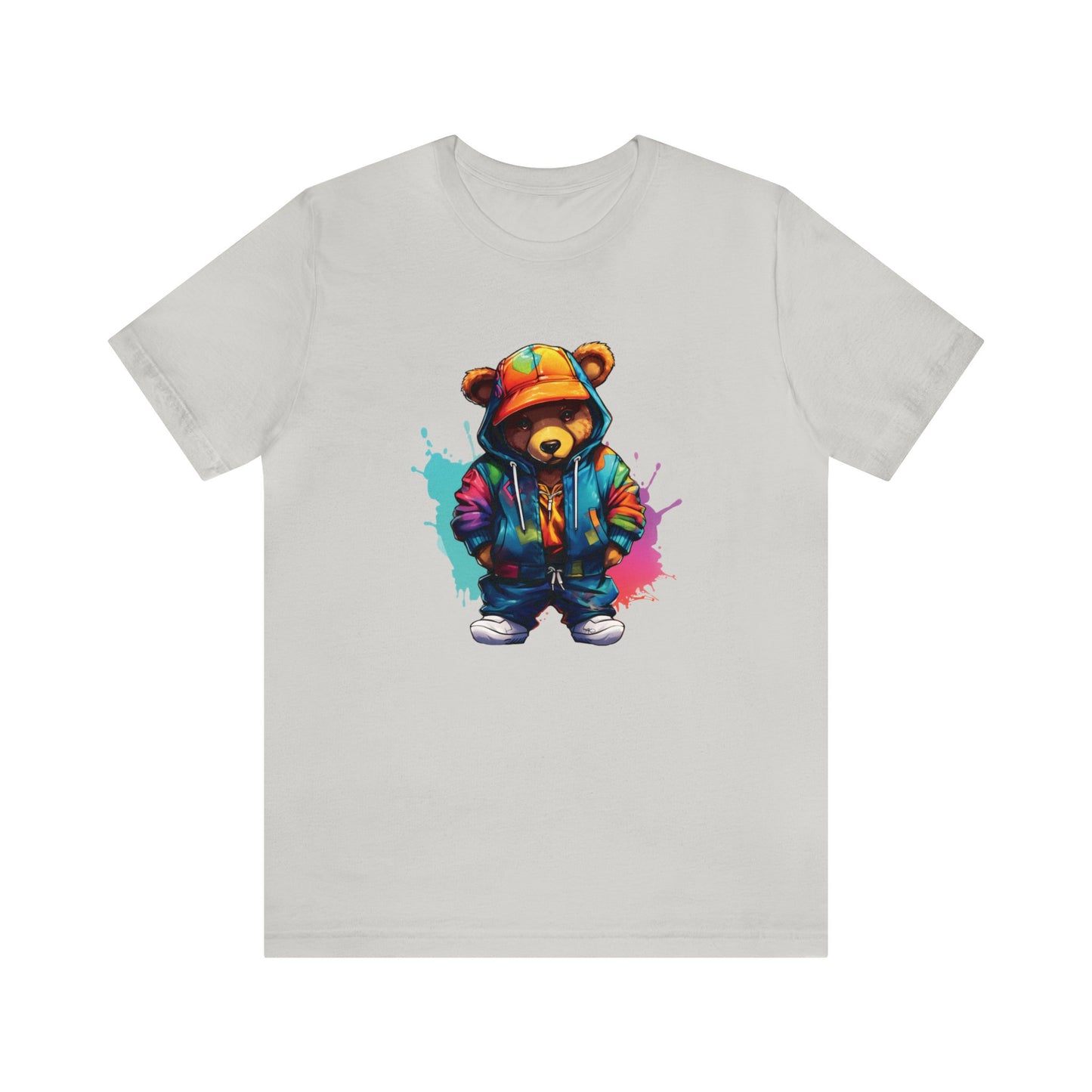 Unisex - Colourful bear wearing a orange bucket hat T-Shirt