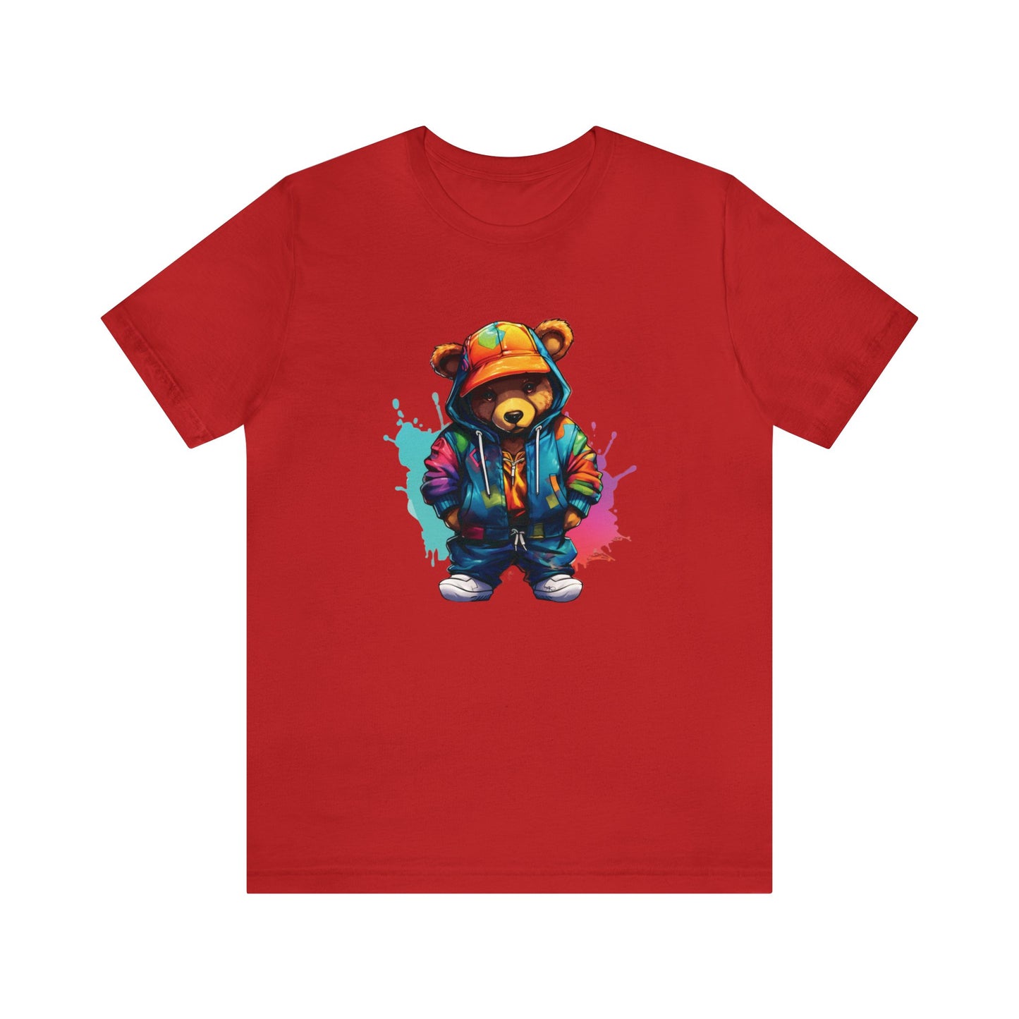 Unisex - Colourful bear wearing a orange bucket hat T-Shirt