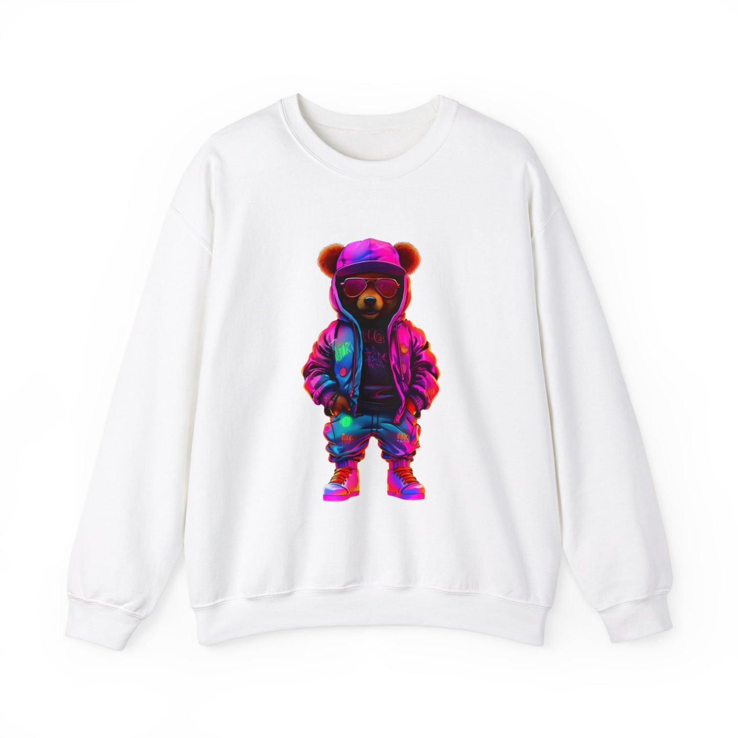 Unisex - Purple bear White Sweatshirt