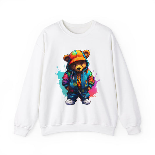 Unisex - Sweatshirt Colourful Bear wearing orange bucket hat