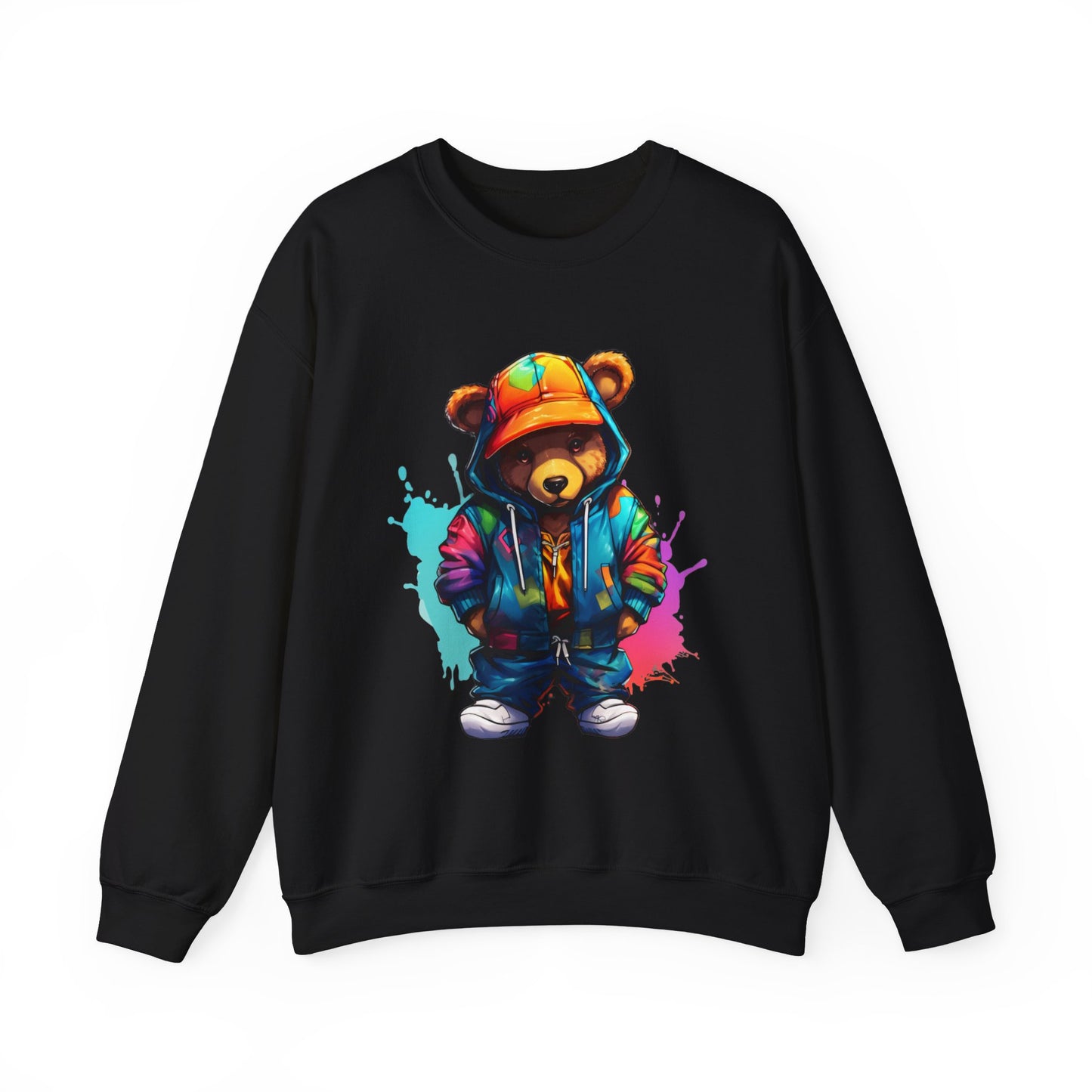 Unisex - Sweatshirt Colourful Bear wearing orange bucket hat