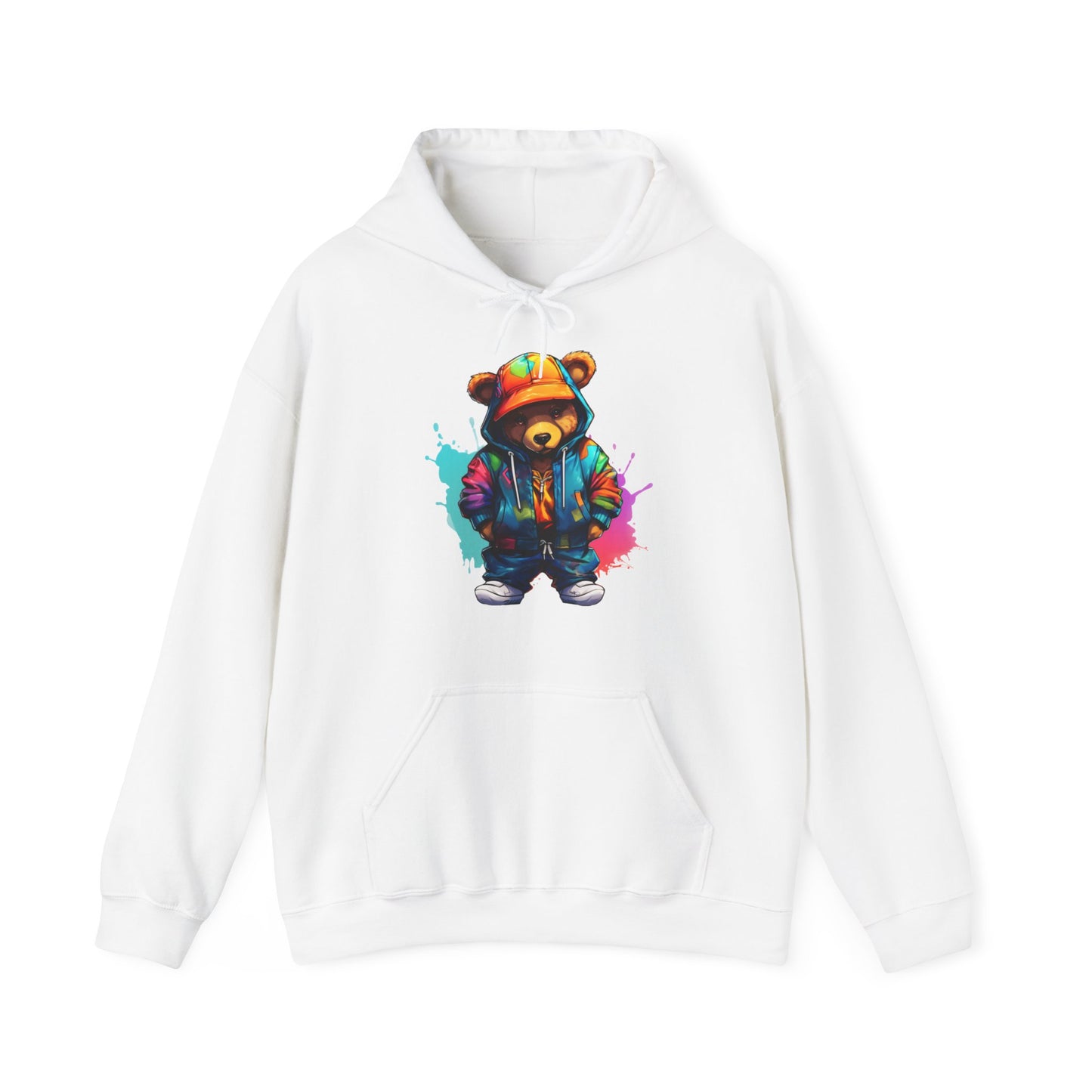 Unisex - colourful bear wearing a orange bucket hat Hoodie