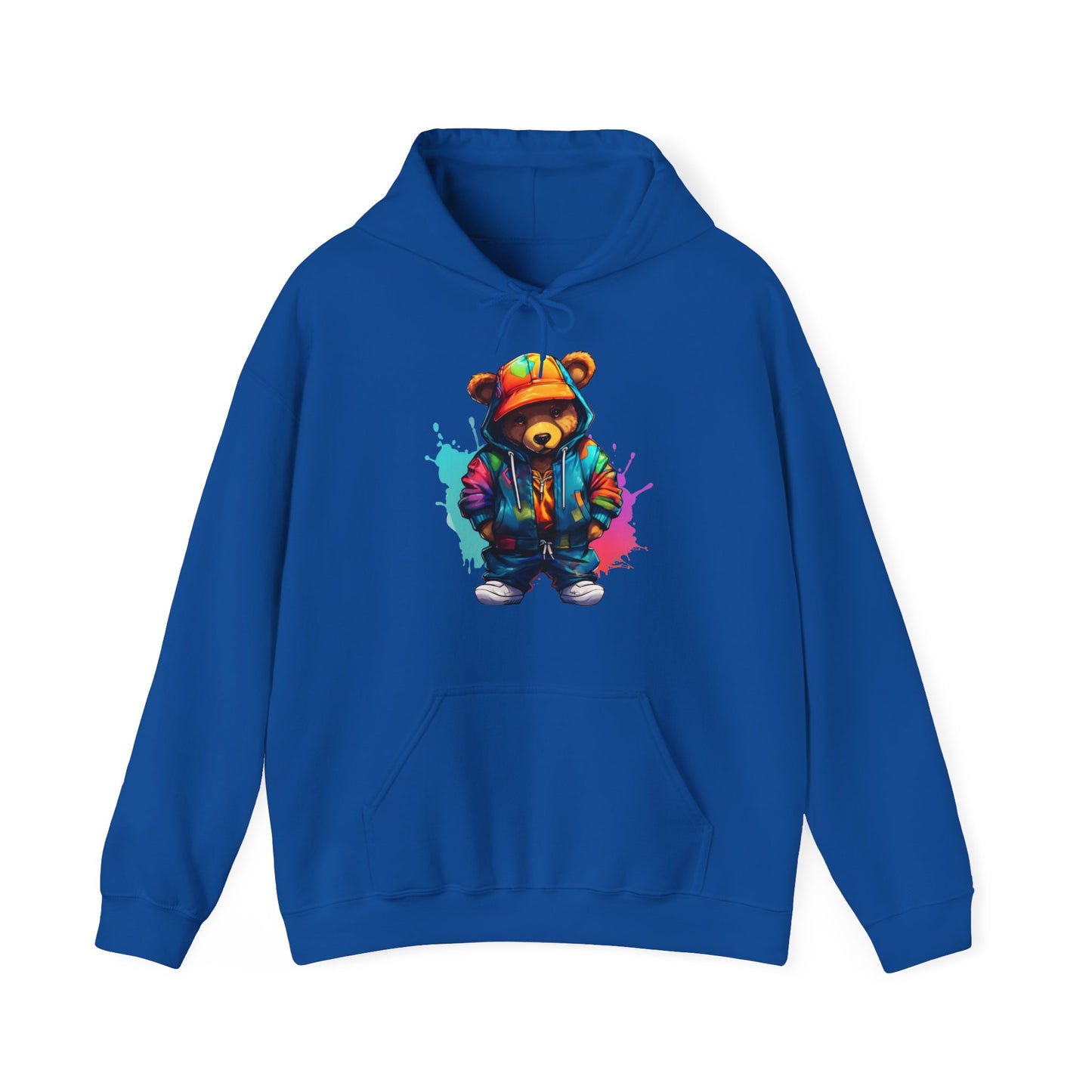 Unisex - colourful bear wearing a orange bucket hat Hoodie