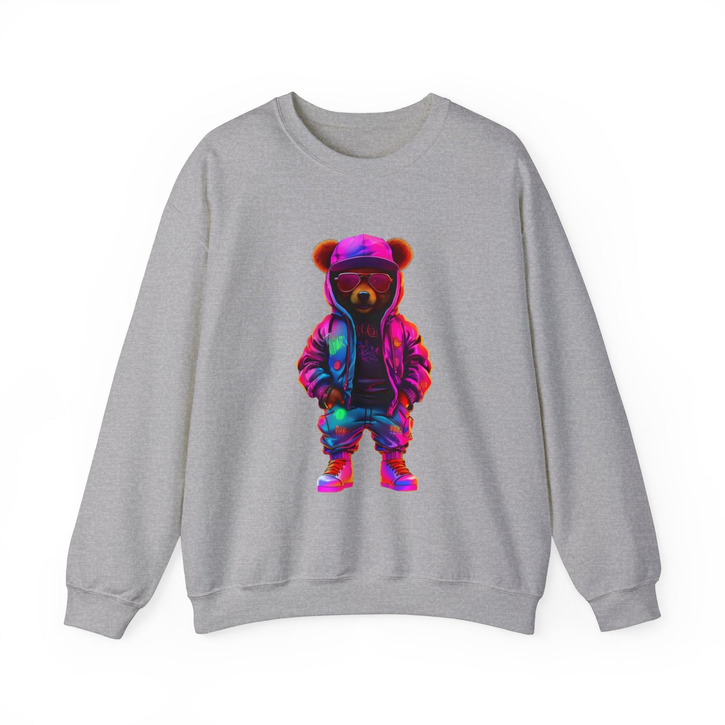 Unisex - Purple bear White Sweatshirt