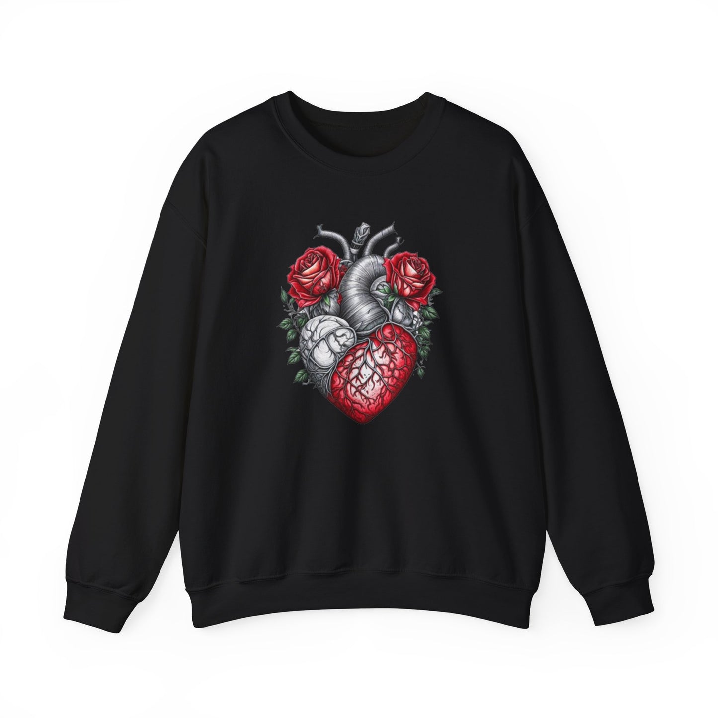 Unisexe - Coeur enveloppé dans un sweat-shirt de roses rouges