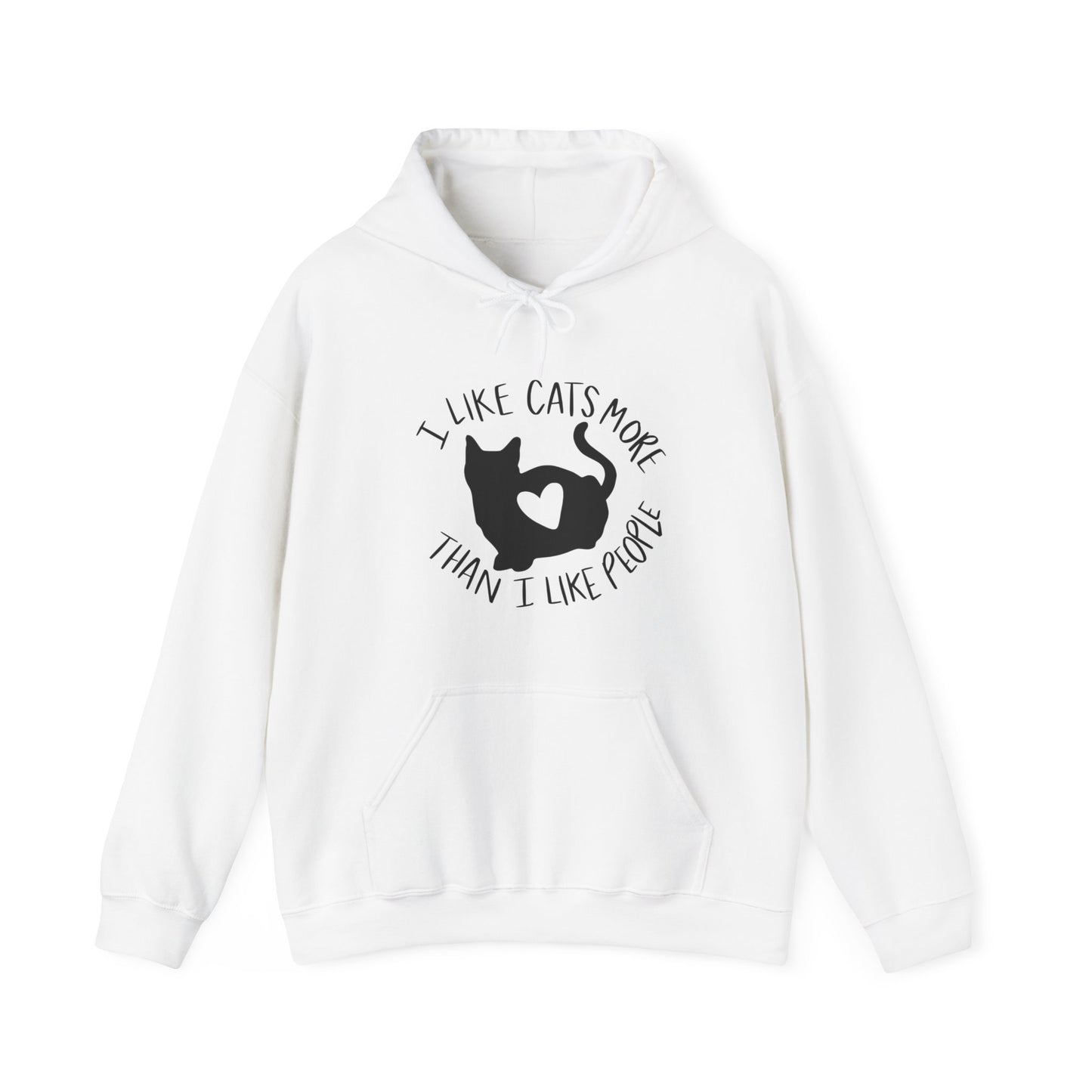 Unisex - White 'I like cats more than I like people' Hoodie