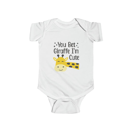 Short Sleeve White - 'You Bet Giraffe' Baby Bodysuit