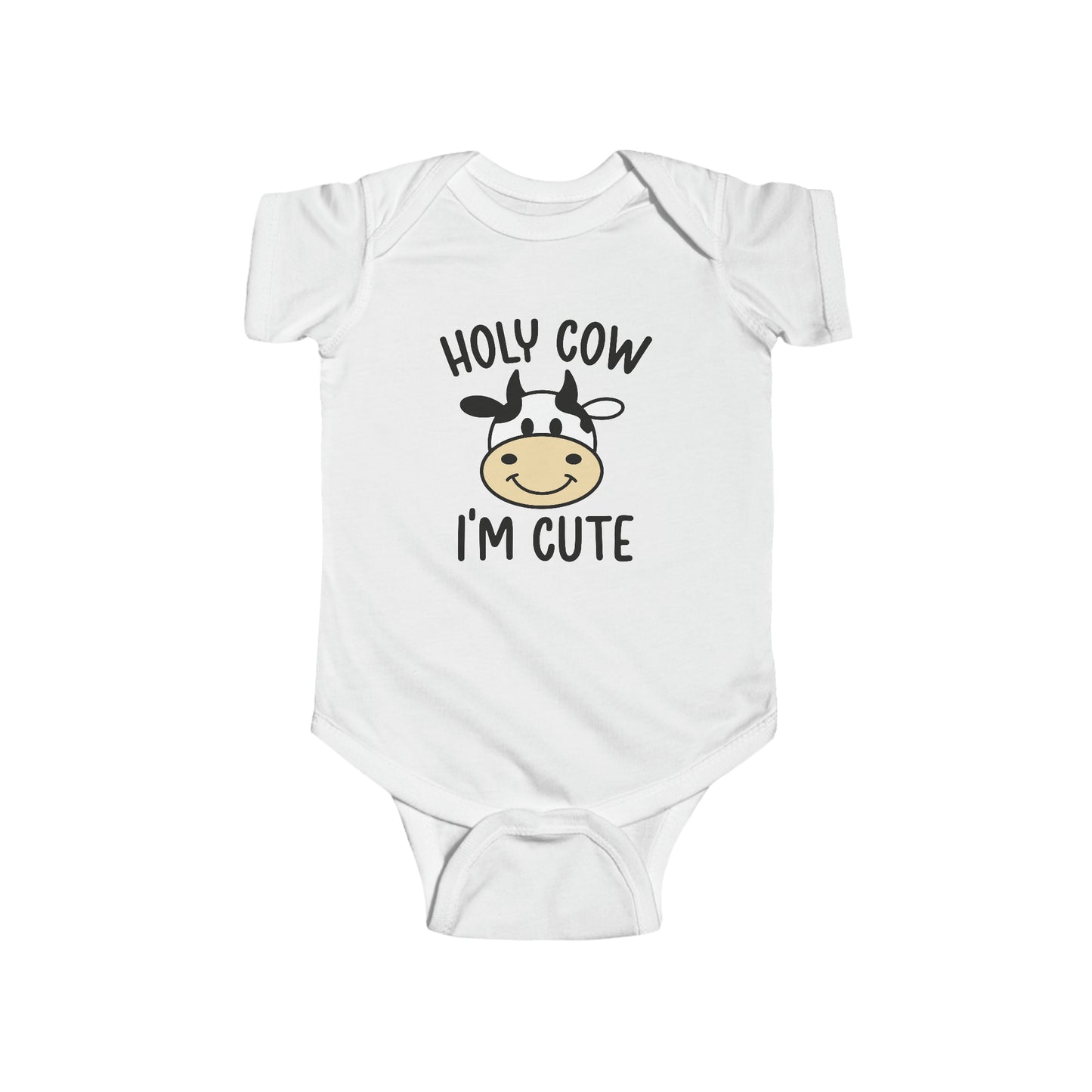 Short Sleeve White 'Holy Cow' Baby Bodysuit