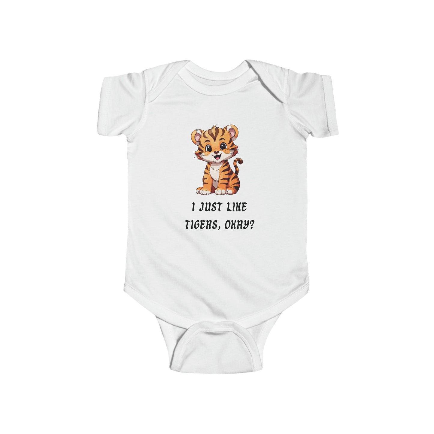 Short Sleeve White - 'I Just Like Tigers' Baby Bodysuit