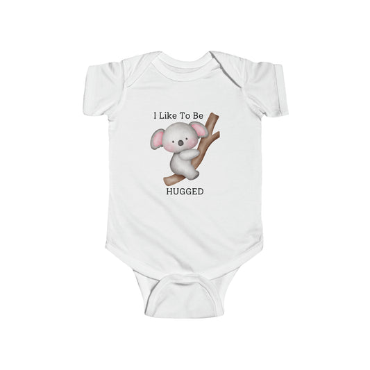 Short Sleeve White - 'I Like to be HUGGED' Baby Bodysuit