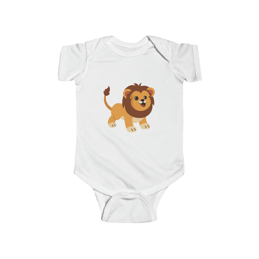 Short Sleeve White - Lion Baby Bodysuit