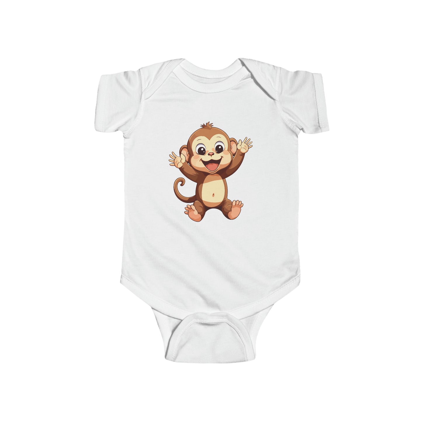 Short Sleeve White - Monkey Baby Bodysuit