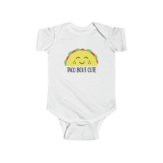 Short Sleeve White 'Taco-Bout Cute' Baby Bodysuit