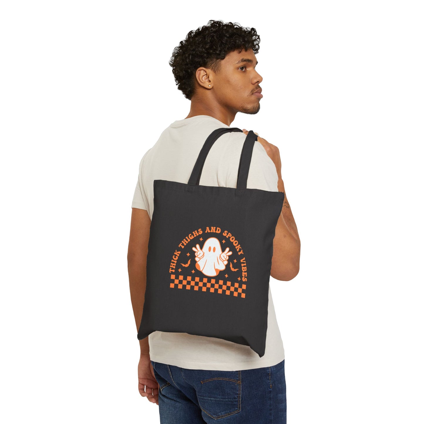 'Thick thighs and spooky vibes' Halloween tote bag