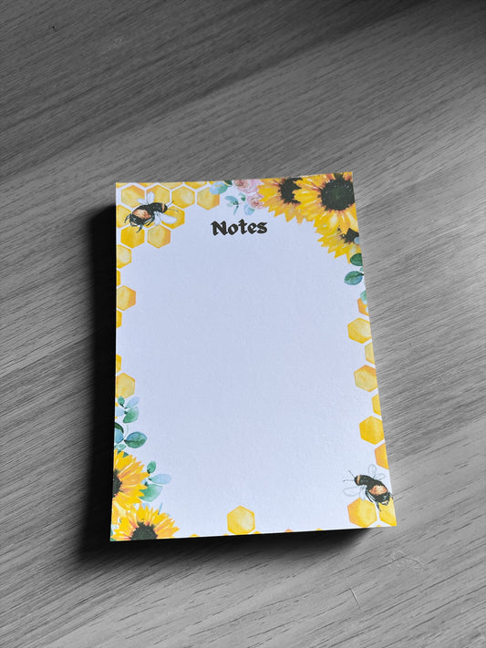 A6 - Bee & Sunflower Themed Notepad